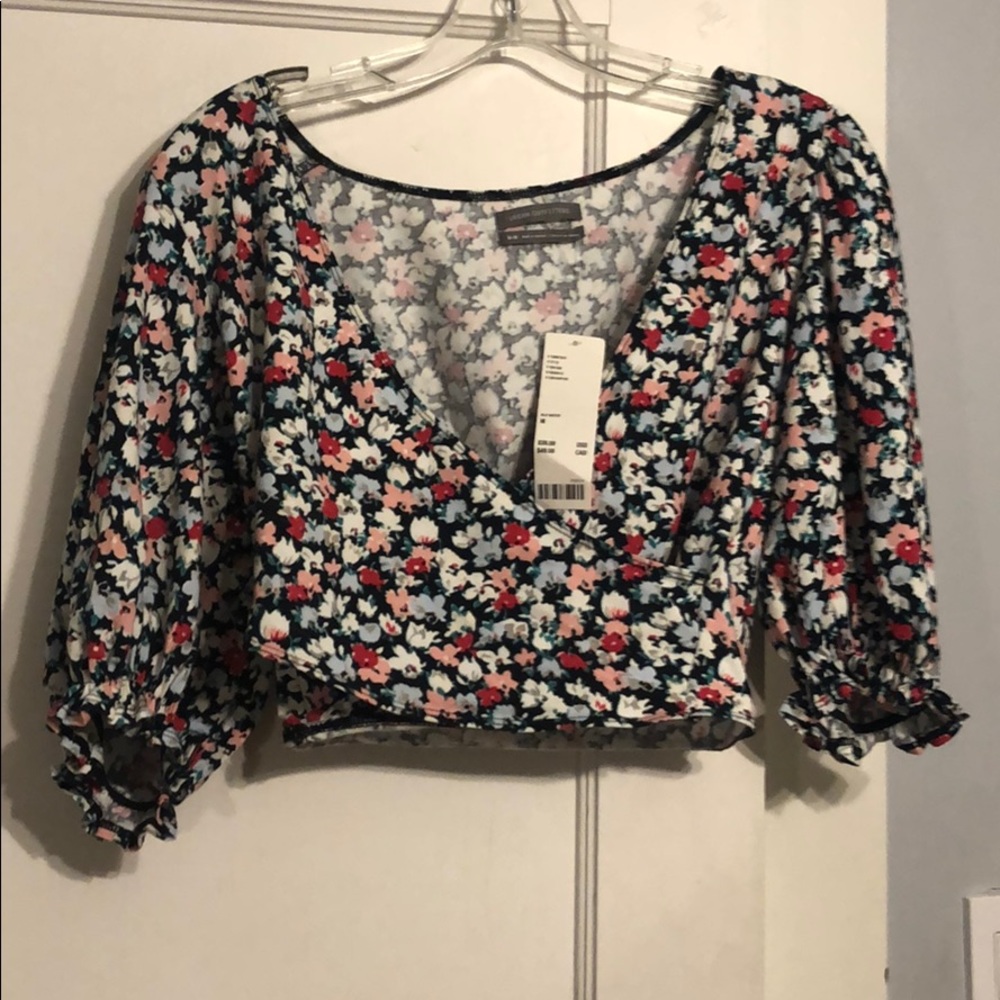 Urban Outfitters Floral Long Sleeve Crop Top